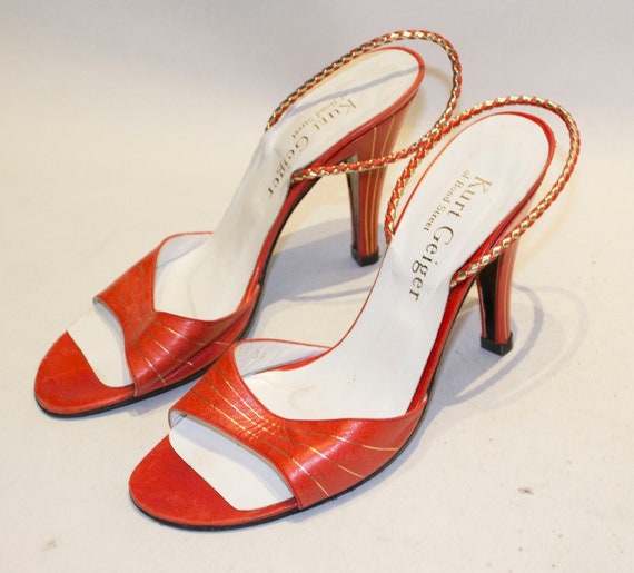 A Vintage 1970s red Rust and Gold Kurt Geiger San… - image 1