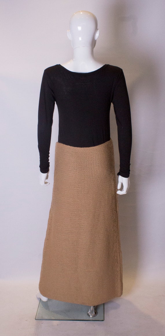 A Vintage 1990s brown wool knitted long skirt by … - image 7