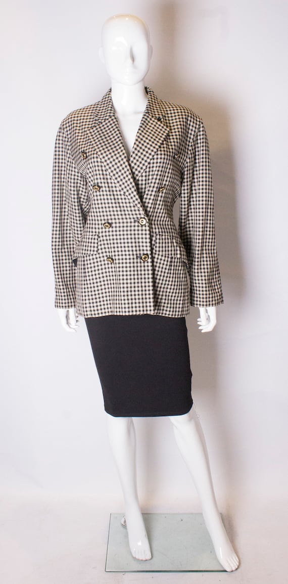 A Vintage 1980s check black and white Laurel Jack… - image 1