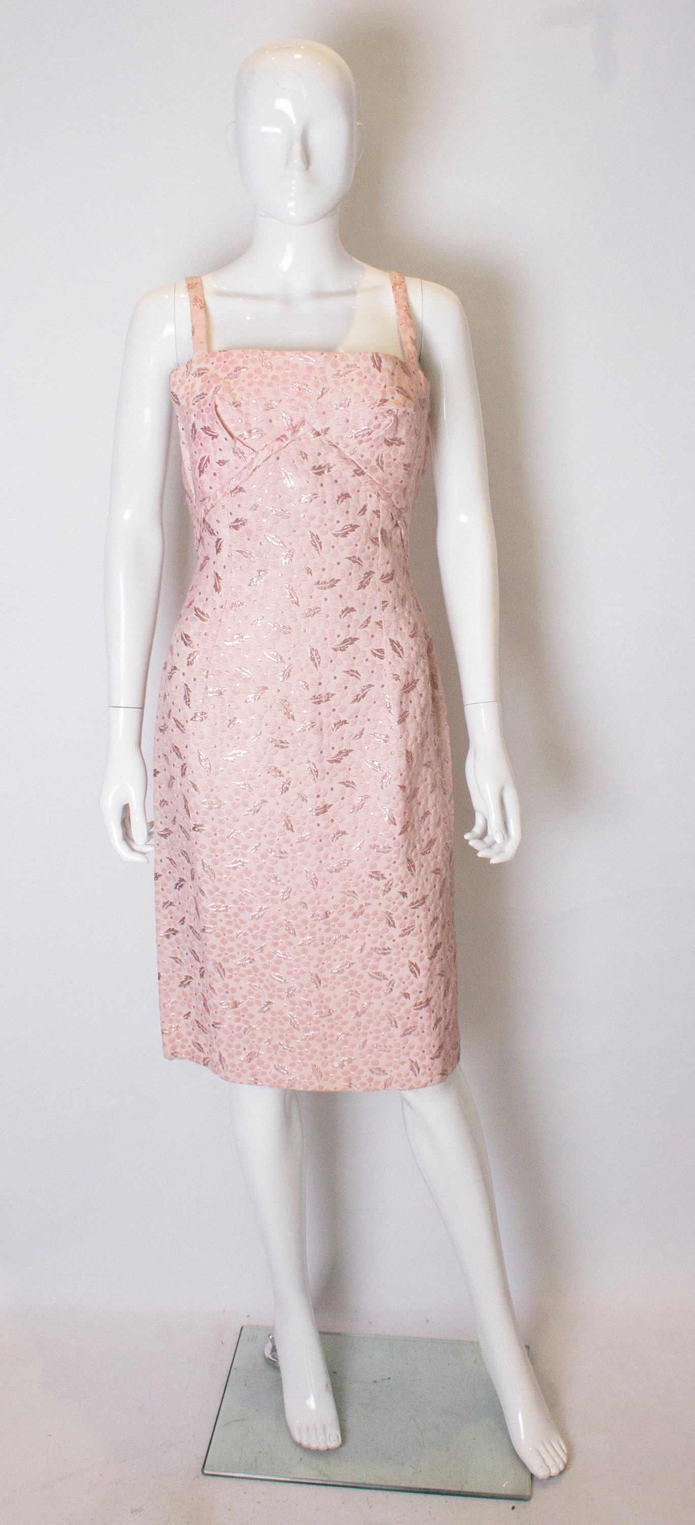 Image of A Vintage S Floral Pink Cocktail Dress