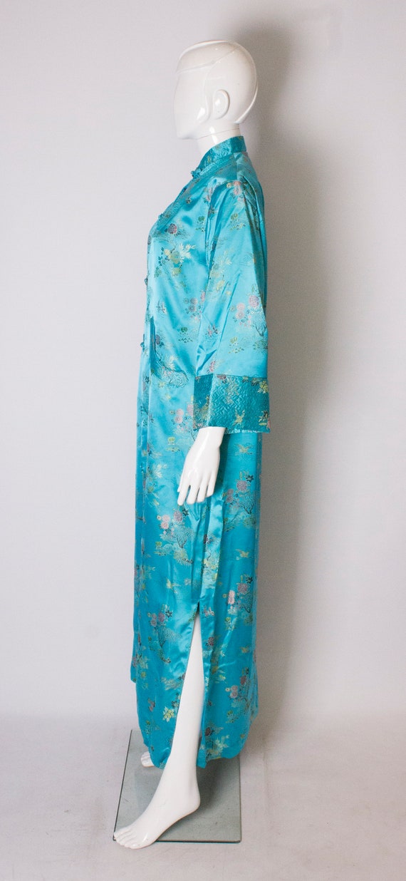 A 1960s Vintage Turquoise chinese satin embroider… - image 5