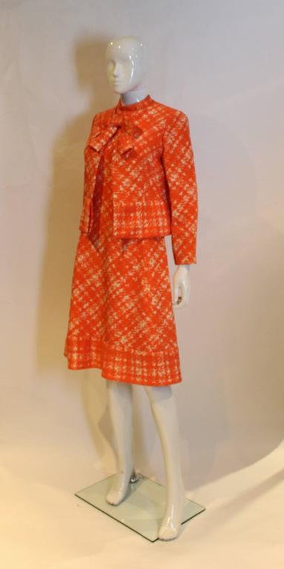 a vintage 1960s Pierre Balmain orange Dress and J… - image 6
