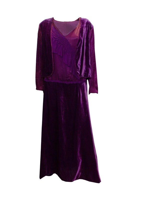 purple 1920s dress 1920's Deep Purple Silk Velvet Dress Eveliina Vintage