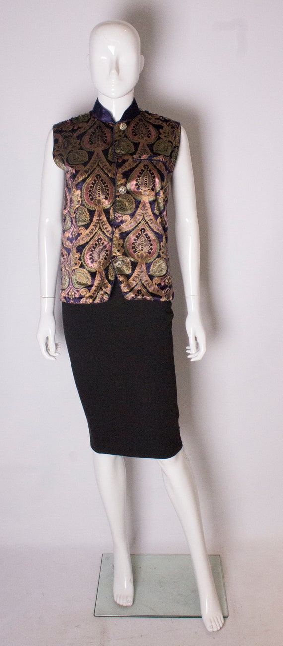 A Vintage 1990s Silk Velvet Waistcoat