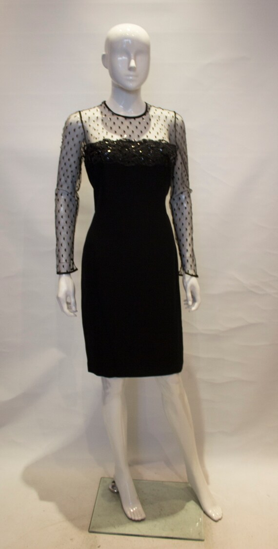 black cocktail dress long sleeve Scala 61310 Long Sleeve Prom Sequin Formal Dress
