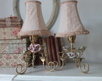 Magnifique paire de lampes de table florentines vintage