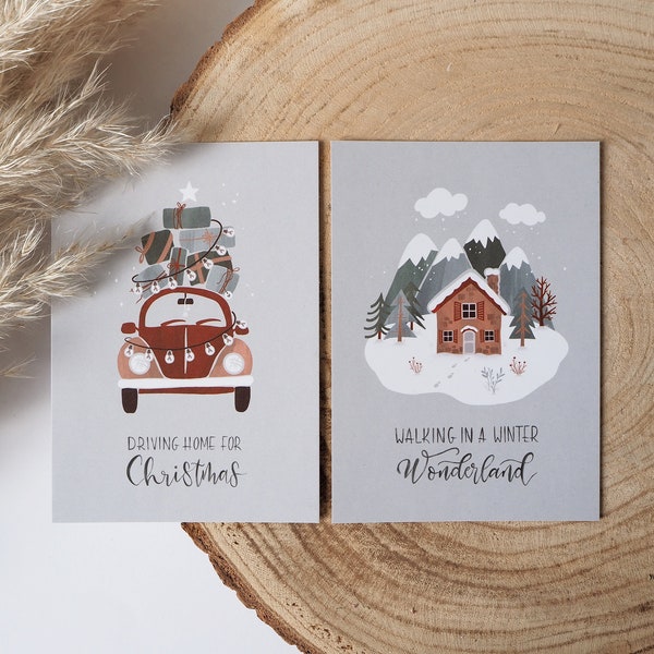 Postcard set "Driving Home in a Winter Wonderland" | | Christmas cards A6 | Christmas present