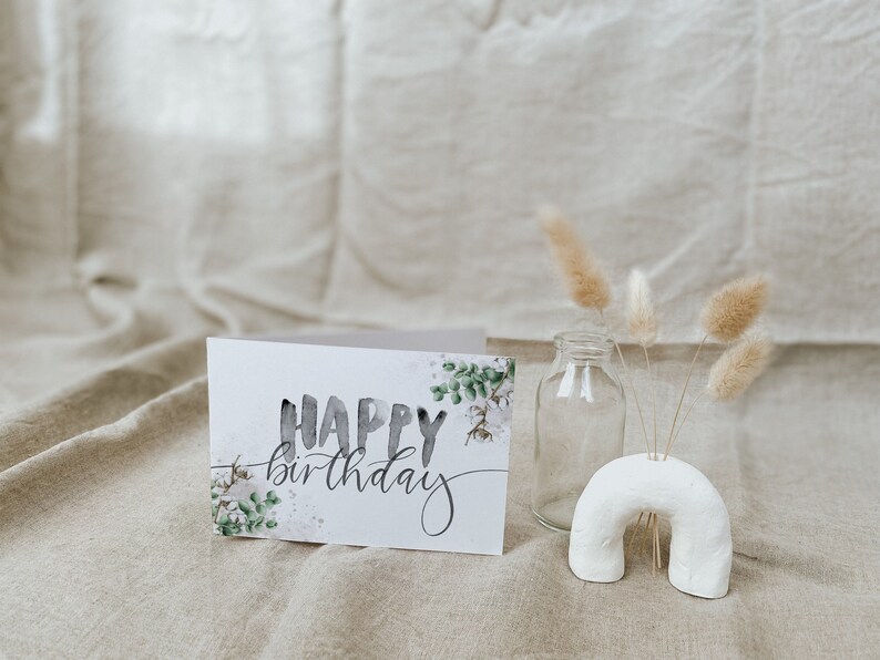 White Cotton Cards Geburtstagskarte – Handgefertigt, Mit Glitzer, 16x16 Cm, Inkl. Umschlag