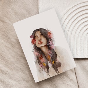 Postkarte "Endlessly blooming" | A6 | Fashion | Frauenillustration