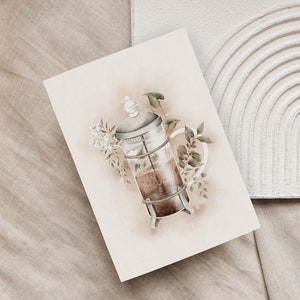 Postkarte "French Press" | A6 | Coffee | Stempelkanne | Kaffeeliebe | Grußkarte