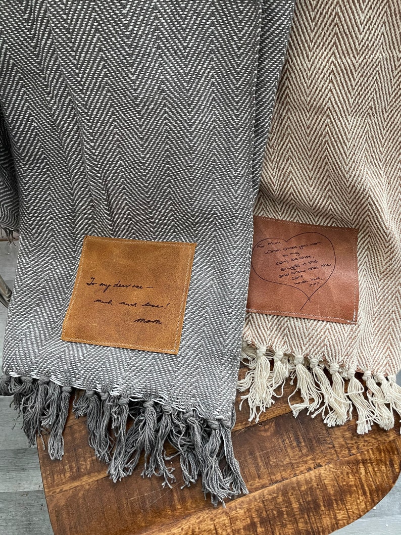 Personalised Blanket Throw Leather Patch Etsy