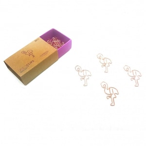 GOLDCLIP graffetta motivo fenicottero oro rosa - 15 graffette per lettere in forma speciale con confezione graffetta fermacarte segnalibro uccello animale