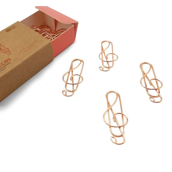 GOLDCLIP paperclip sleutelmotief rosé goud - 15 briefclips in speciale vorm met verpakking paperclip dossierclips bladwijzerdecoratie