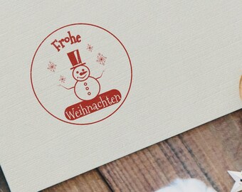 Stemplino L Stempel - Schneemann Frohe Weihnachten - Holzstempel zum Basteln Scrapbooking Bullet Journal Alben Geschenke Karten selbstmachen