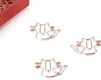 GOLDCLIP Büroklammer Katze Motiv roségold - 15 Briefklammern in Sonderform mit Verpackung Paper Clip Aktenklammern Katzenliebhaber Geschenke