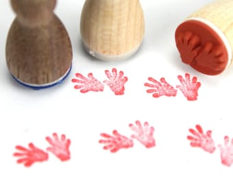 Stemplino Ministempel - Hände - Mini Stempel für Tagebuch Journal Geburt Taufe Handabdruck Wichtelzubehör Wichteltür Spuren Hand