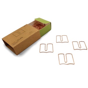 GOLDCLIP paper clip book motif rose gold - 15 paper clips in special shape with packaging paper clip file clips bookmark decoration teacher