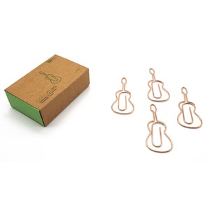 GOLDCLIP paper clip guitar motif rose gold - 15 paper clips in special shape with packaging paper clip file clips bookmark musician