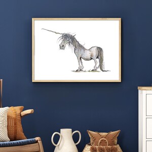 Póster en blanco y negro - El último unicornio - Cuadro de pared de Stefan Kahlhammer, tamaño A4/A3/A2 sin marco, decoración de animales para habitación infantil.