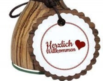 Maxi Stempel L - Herzlich Willkommen Einladung - Holzstempel zum Basteln Scrapbooking Bullet Journal Alben Geschenke Karten selbstmachen