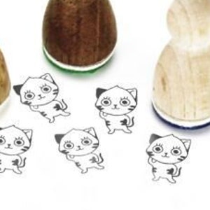 Stemplino Ministempel - Kati Katze - Holzstempel Holzstempel für Tagebuch Planer Tierstempel Katzenliebhaber Mitbringsel Cat