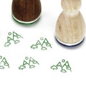 Stemplino Mini Stamp - Bergen - Houten stempel voor dagboekplanner Bullet Journal Planner Postzegels Klimmen Wandelen Boulderen