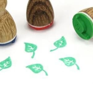 Stemplino Mini Stempel - Liść - Mini Stempel Drewniany Stempel Dziennik Dziennik Dzień Książki Karty Kwiatowy Wzór Projekt Zielona Roślina Natura