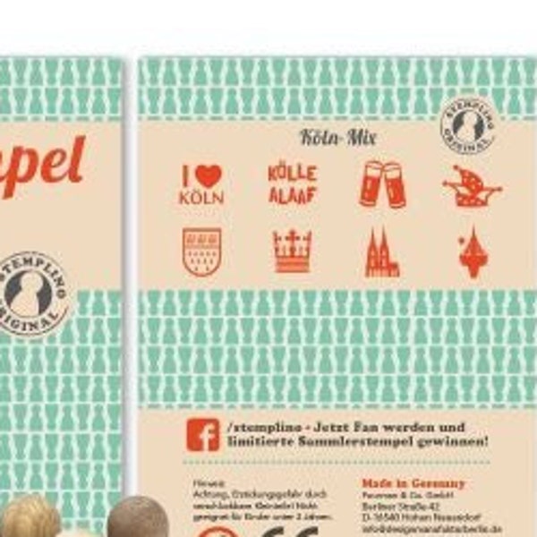 Geschenke Idee Mini Stempel Set Köln , 8 Stück mit Stempelkissen