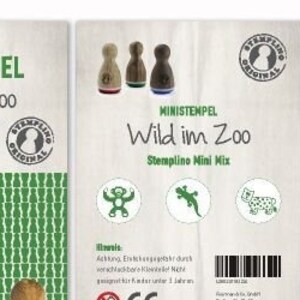 Stempelset Mini Houten Stempelset Pak van 3 Wild in the Zoo