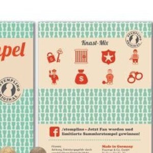 Stempelset mini houten stempelset gevangenispolitie, 8 stuks met stempelkussen