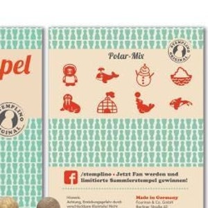 Stempelset mini houten stempelset polar, 8 stuks met stempelkussen stempelset sneeuw noordpool