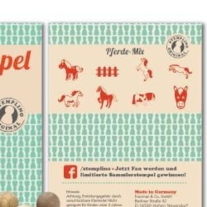 Stempelset mini houten stempelset paarden - 8 stuks met stempelkussen - motiefstempel dier
