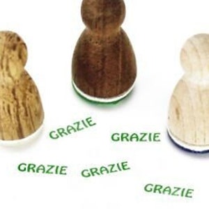 Stemplino mini-stempel Bedankt in het Italiaans Grazie