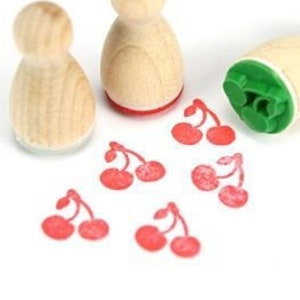 Stemplino Ministempel - Kirsche - Holzstempel für Basteln Tagebuch Planer Bullet Journal Planner Stempeln Cherry Frucht Obst
