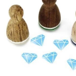 Stemplino Ministempel - Diamant - Mini Stempel Holz für Valentinstag Tagebuch Journal Juwel Glitter Schmuck Verlobung Hochzeit Karten