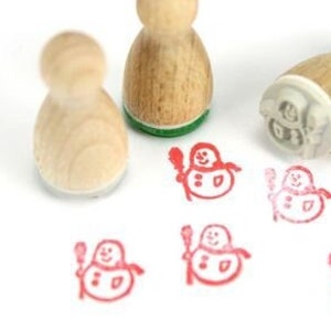 Stemplino Ministempel - Sam Schneemann - Mini Stempel Wichtel Zubehör Holzstempel für Tagebuch  Journal Wetter Snowman Weihnachten