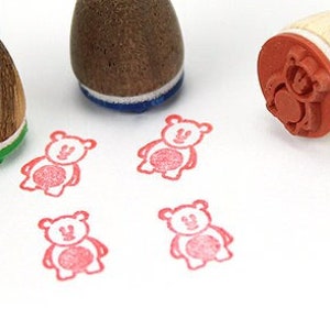 Mini timbro Stemplino - Orsetto Bodo - Timbro in legno per diario pianificatore Bullet Journal Zoo Animals Bear Forest Animals Teddy