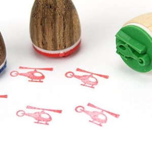 Stemplino Ministempel -Hubschrauber-Holz Motivstempel für Journal Kalender Weihnachtskarten basteln,Mitgebsel Kinder Stempel,Flugzeug Pilot