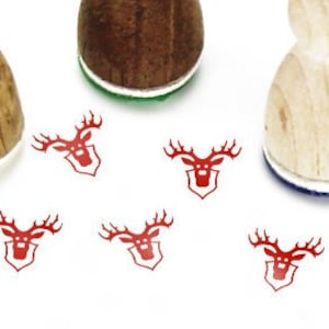 Stemplino Mini Stempel - Hertengeweien - Houten Stempel Motief Stempel Dagboek Dagboek Jacht Hunter Kitsch Duitse Herten Wanddecoratie
