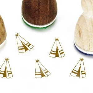 Mini timbro Stemplino - Teepee / Tenda - Timbro in legno per diario pianificatore Bullet Journal Camping Indian Western
