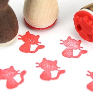Stemplino Mini Stempel - Kat - Houten Stempel Houten Stempel Klein Item voor Dagboek Planner Kattenliefhebbers Adventskalender Dieren