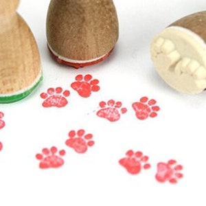 Stemplino Ministempel - Pfoten - Mini Stempel Kinder Holzstempel für Weihnachten basteln Wichtel Spuren Tiere Fußabdruck Katzen Fuchs