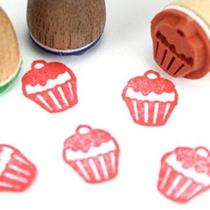 Stemplino Ministempel -Cupcake- Holz Motivstempel für Journal Kalender Karten basteln,Mitgebsel Kinder Kuchen Törtchen Süßigkeiten Cafe