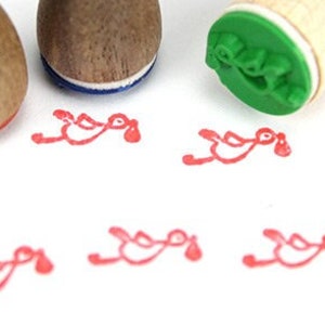 Stemplino Ministempel -Stefan Storch- Mini Stempel Holzstempel für Tagebuch GrußKarten Journal Vogel Geburt Taufe Geschenke Babyparty
