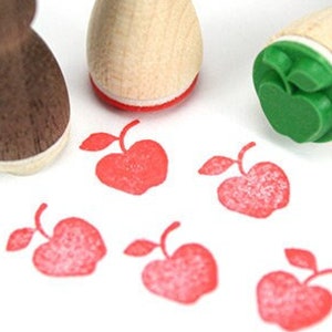 Stemplino Ministempel - Apfel - Mini Stempel für Basteln Tagebuch Bullet Journal Planner Karten Adventskalender Frucht Obst Weihnachten