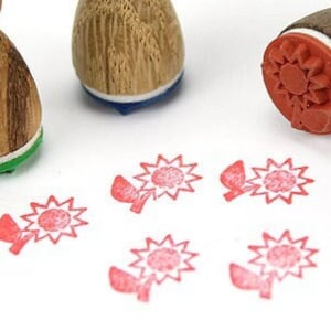 Stemplino Ministempel - Sonnenblume - Holzstempel für Tagebuch Planer Frühlings Deko Garten Blumen Eierstempel Schulgarten