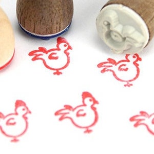Stemplino Mini Stamp - Herta Chicken - Mini Stamp Wooden Stamp for Diary Journal Farm Chicken Hen Chick Animals Bird Farm Animal