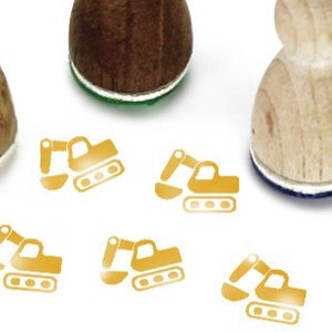 Stemplino Ministempel -Bagger- Holz Motivstempel für Journal Kalender Weihnachtskarten basteln,Mitgebsel Kinder Stempel,Baustelle Fahrzeug