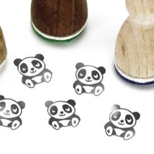 Mini timbro Stemplino - Pia Panda - Timbro con motivo in legno per diario, calendario, creazione di cartoline di Natale, borsa per feste, timbro per bambini, orso dello zoo degli animali