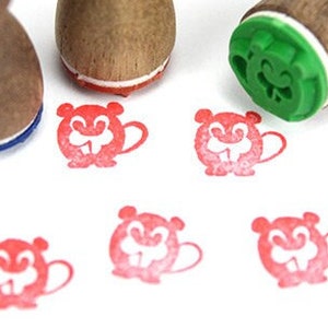 Stemplino ministempel -Dustin Biber- houten stempel voor ambachten dagboekplanner bullet journal planner bosdieren dierentuin